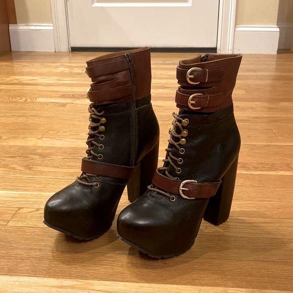 Real leather platform lace up black boot by Miista size 8.5 - Picture 3 of 6